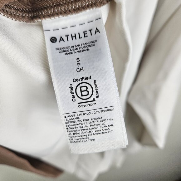 Athleta Venice Color Block Cropped Relaxed Sweatshirt Taupe Cream Size Small - Picture 8 of 10